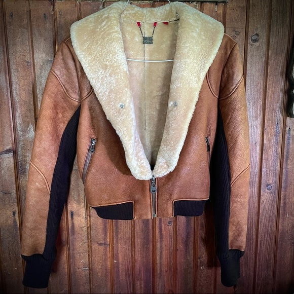 🚫SOLD🚫Doma Shearling Leather Jacket Coat Bomber - Picture 3 of 14